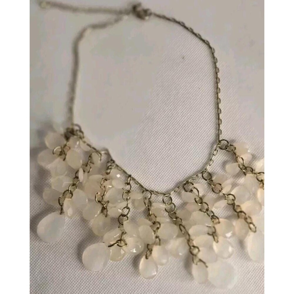 Statement Necklace  Frosted Faceted Lucite Teardrop Pendant